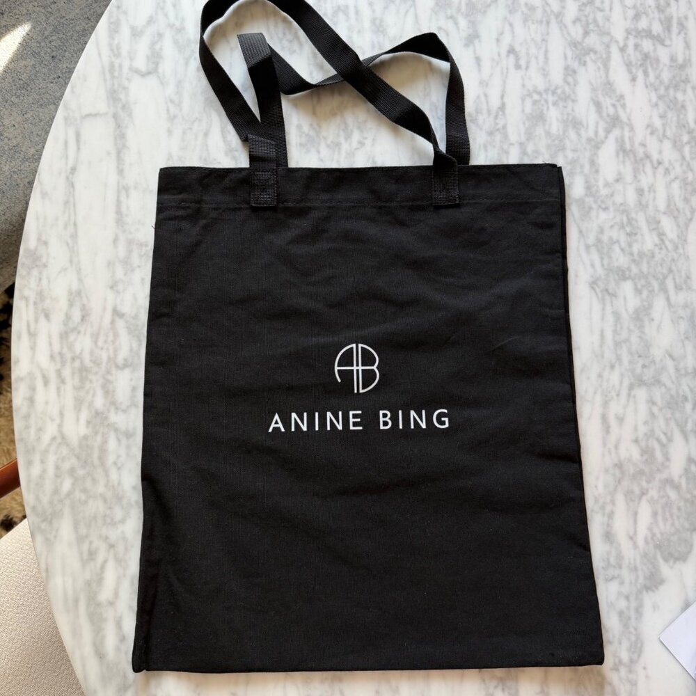 Anine Bing Remy Black Canvas Tote Bag Brand New